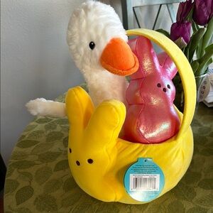 Peeps Easter Basket plush w/ duck and Peeps iridescent bunny